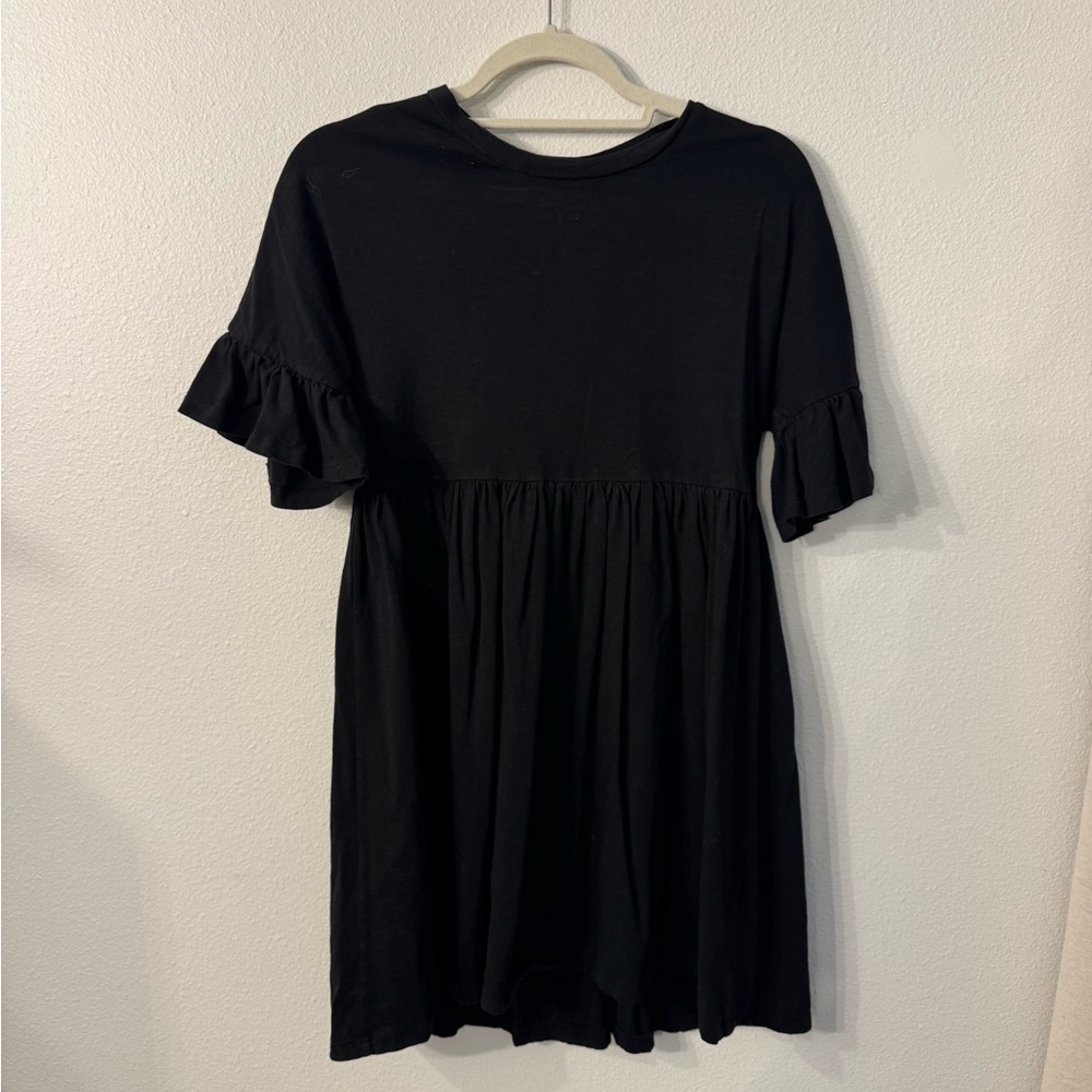 ASOS Black Ruffle Sleeve Dress